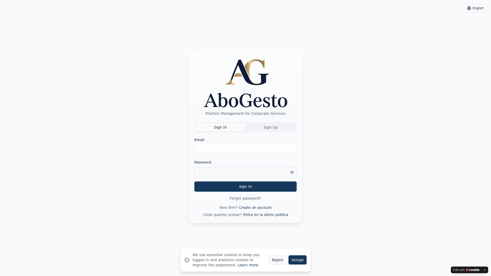 AboGesto — Client onboarding CRM — Atrendia Labs v1 screenshot
