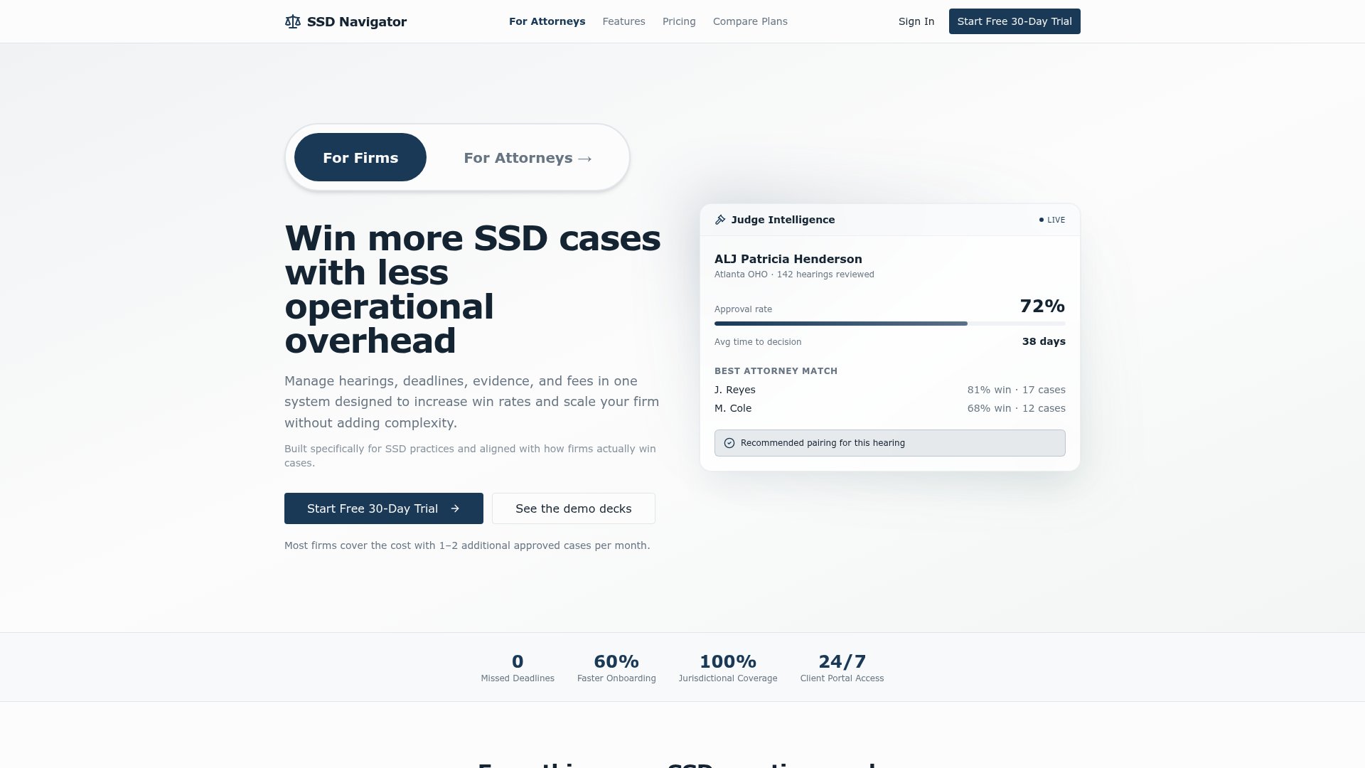SSD Navigator — Attorney ops platform — Atrendia Labs v1 screenshot